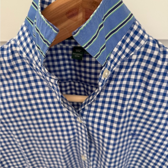 Ralph Lauren Blue & White Gingham 3/4 Sleeve Button-Down Shirt - Picture 5 of 8